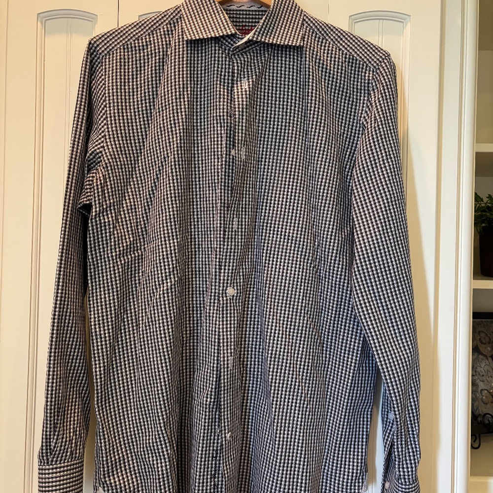 mens Robert Graham 15 1/2 black white check